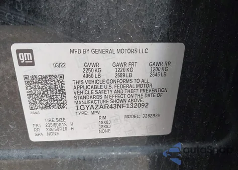 2022 Cadillac Xt4 Fwd Luxury z USA, uszkodzony, nr VIN 1GYAZAR43NF132092